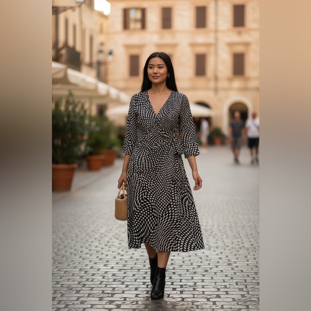 💙INC INTERNATIONAL CONCEPTS Elegant Black and White Patterned Dress. Petite PM